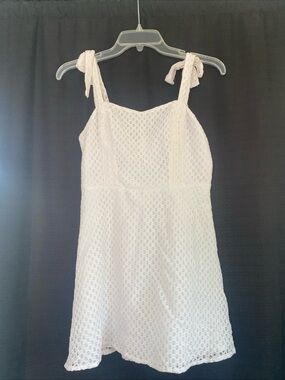 BCBGeneration White Eyelet Mini Dress with Tie Straps